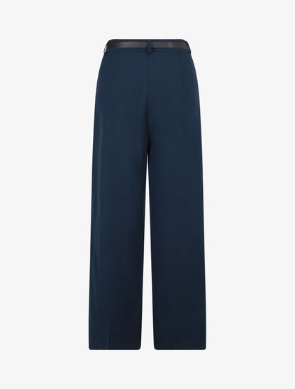 Pantalon de tailleur droit à plis - Marine - 2