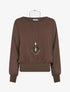 Blouse unie en voile à manches longues - Marron - 1
