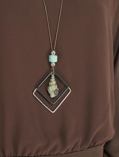 Blouse unie en voile à manches longues - Marron - 3
