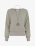 Blouse unie en voile à manches longues - Gris - 1