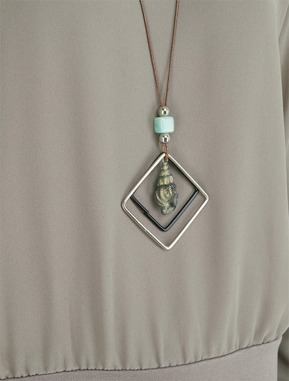 Blouse unie en voile à manches longues - Gris - 3