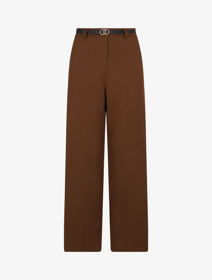 Pantalon de tailleur droit à plis - Marron - 1