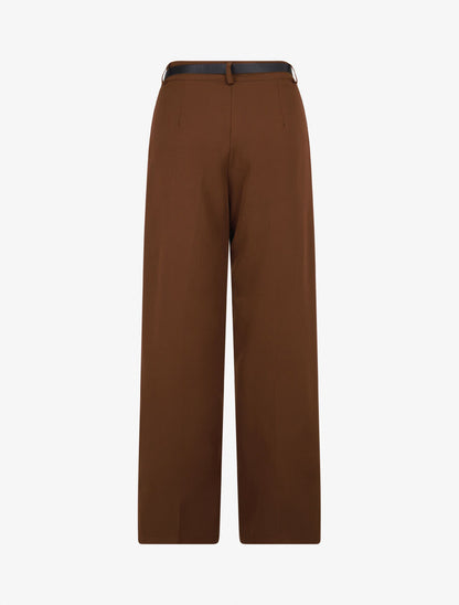 Pantalon de tailleur droit à plis - Marron - 2
