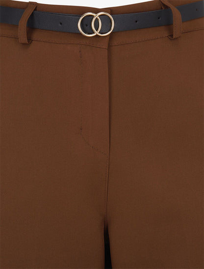 Pantalon de tailleur droit à plis - Marron - 3