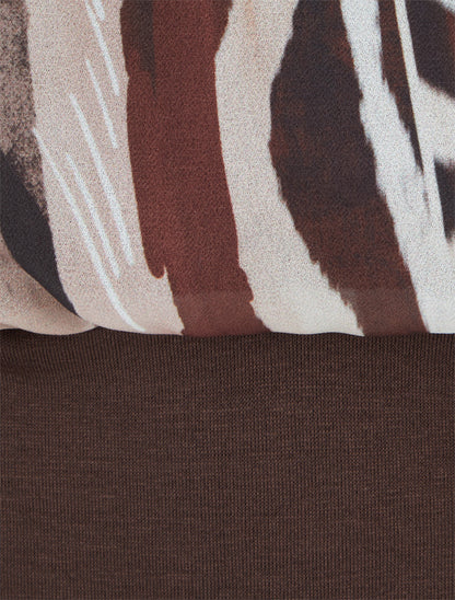 Blouse en voile imprimé animal - Marron - 3