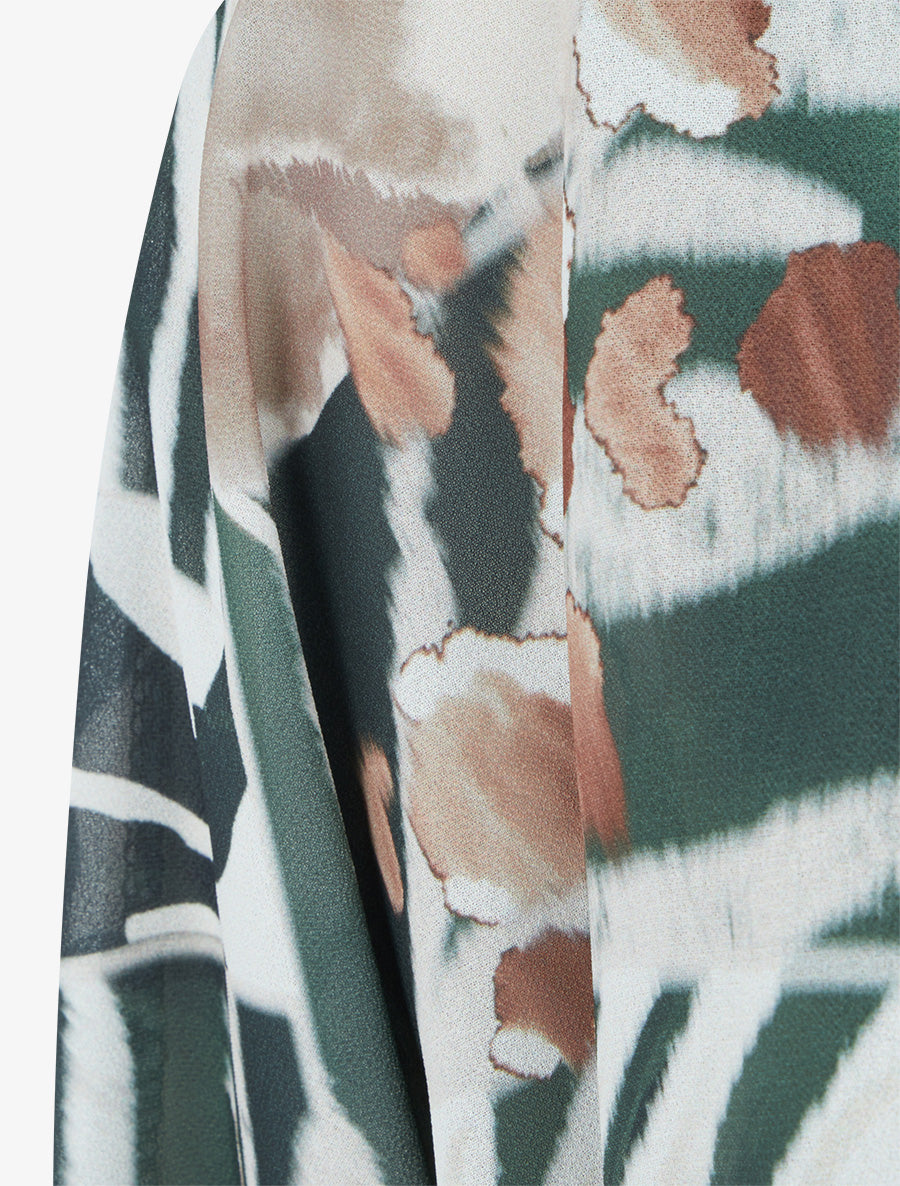 Blouse en voile imprimé animal - Kaki - 3