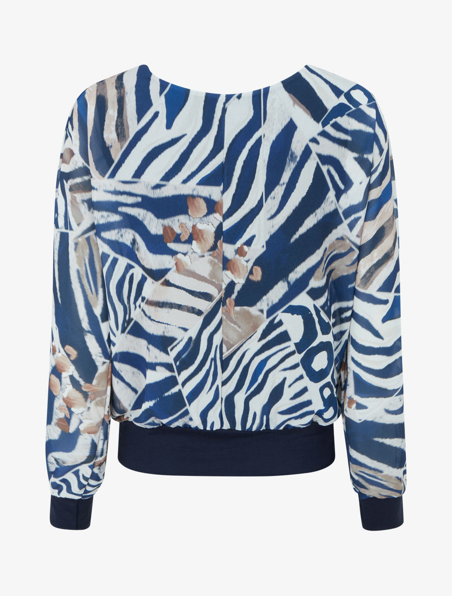 Blouse en voile imprimé animal - Marine - 2