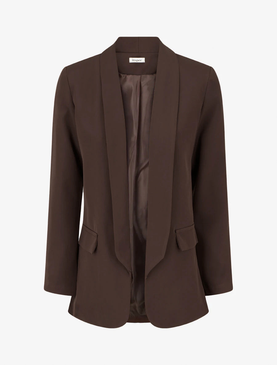 Effen blazer met decoratieve zakken - Bruin