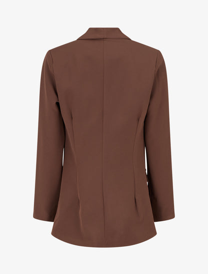 Blazer uni à poches décoratives - Marron - 2
