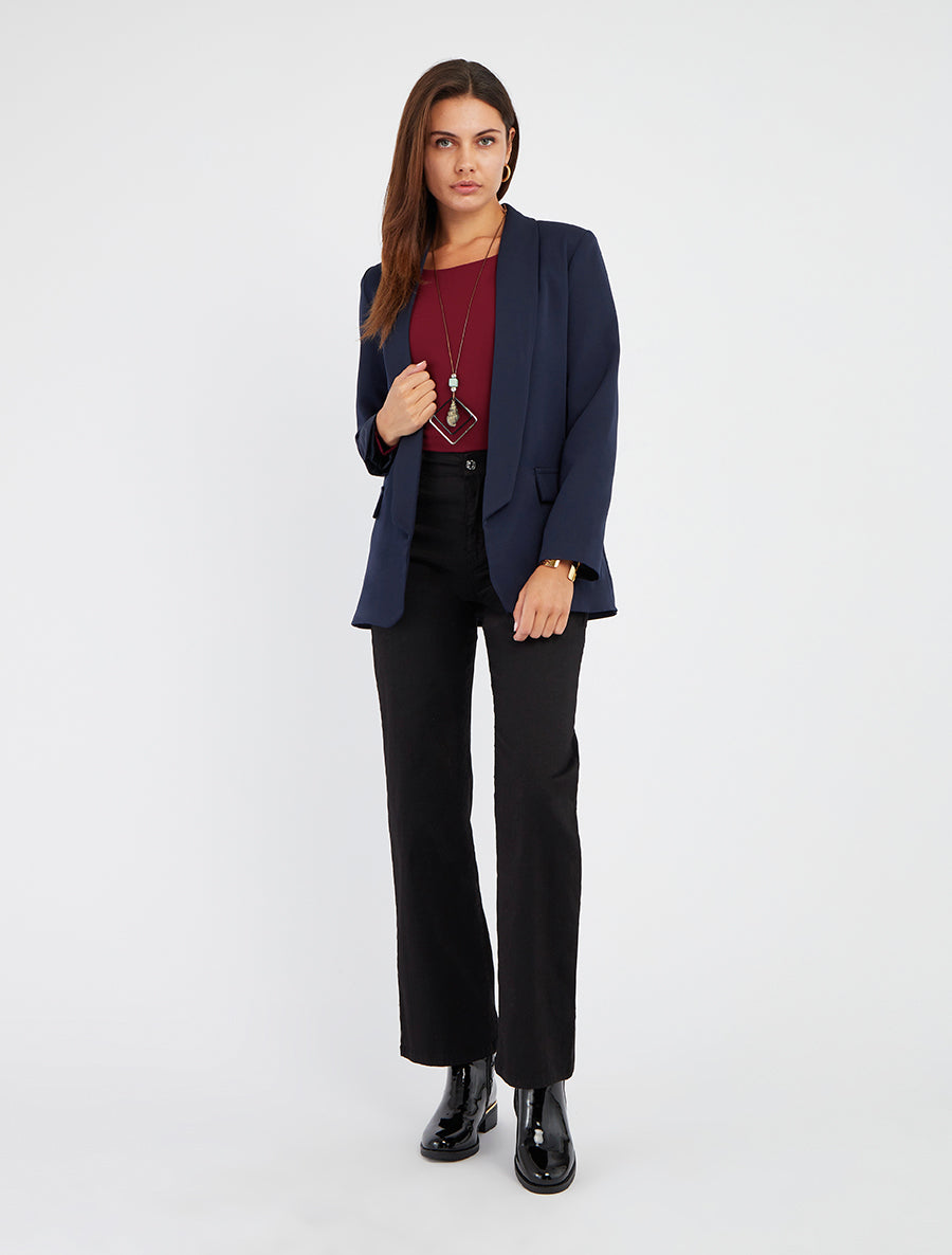 Blazer uni à poches décoratives - Marine - 8