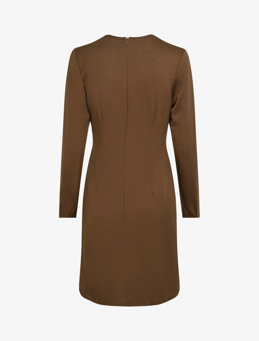 Robe droite effet torsadé à manches longues - Marron - 2