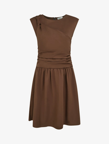 Robe evasée à empiècement torsadé - Marron - 1