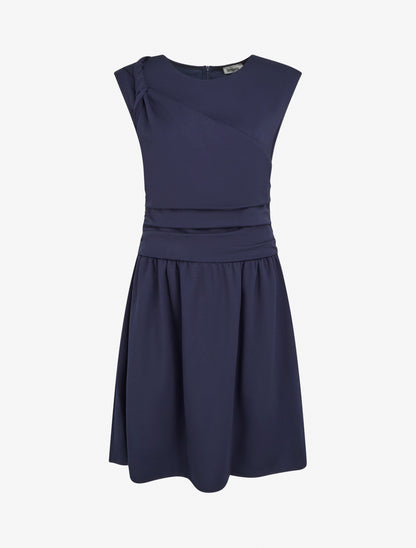 Robe evasée à empiècement torsadé - Marine - 1