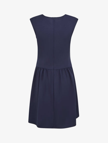 Robe evasée à empiècement torsadé - Marine - 2