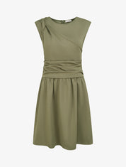 Robe evasée à empiècement torsadé - Kaki - 1