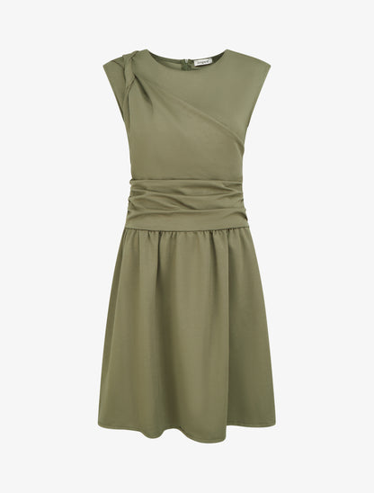 Robe evasée à empiècement torsadé - Kaki - 1