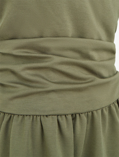 Robe evasée à empiècement torsadé - Kaki - 3