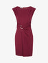 Robe droite unie à empiècement métallique - Lie de vin - 1