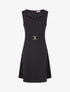 Robe unie à empiècement métallique - Noir - 1