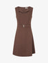 Robe unie à empiècement métallique - Marron - 1