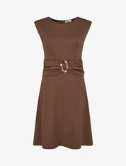 Robe evasée sans manches à boucle - Marron - 1