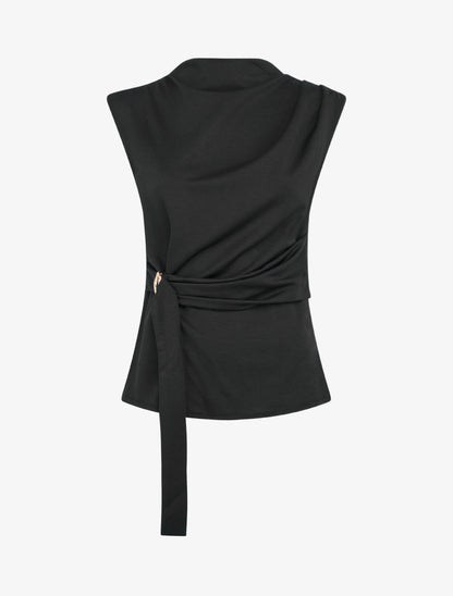 Top droit sans manches à boucle - Noir - 1