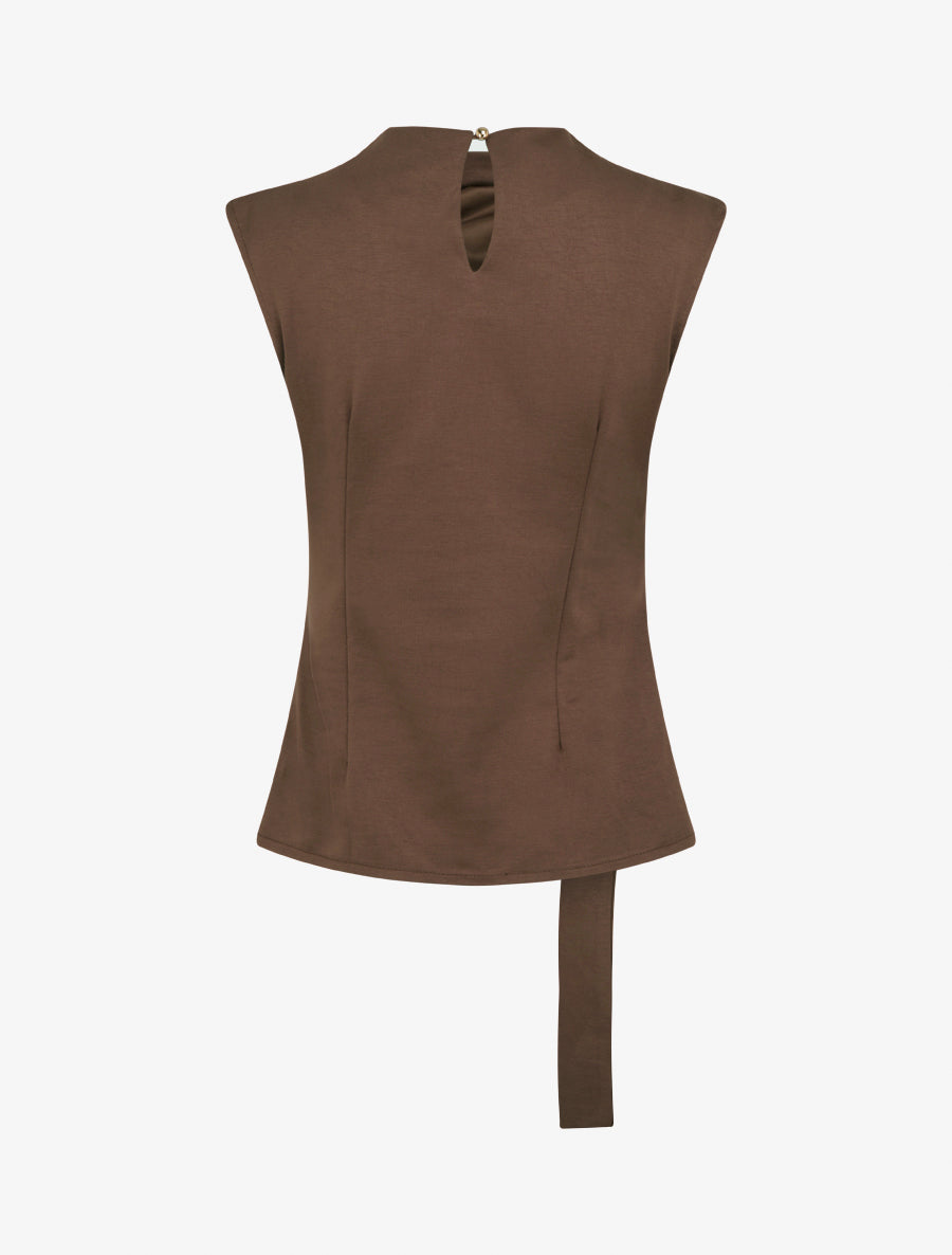 Top droit sans manches à boucle - Marron - 2