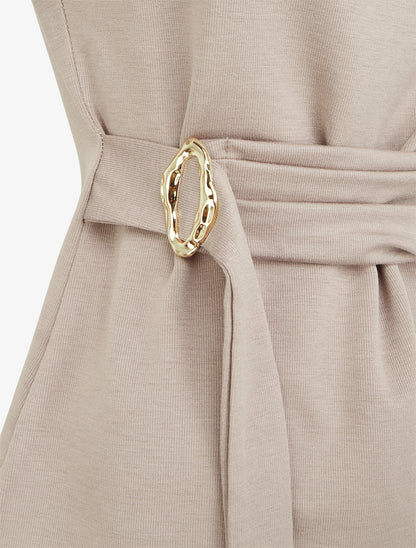Top droit sans manches à boucle - Taupe clair - 3