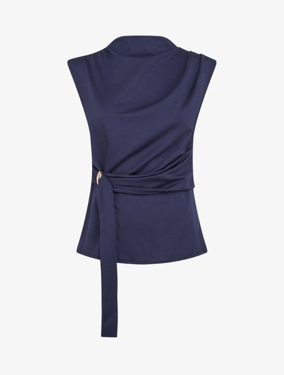 Top droit sans manches à boucle - Marine - 1
