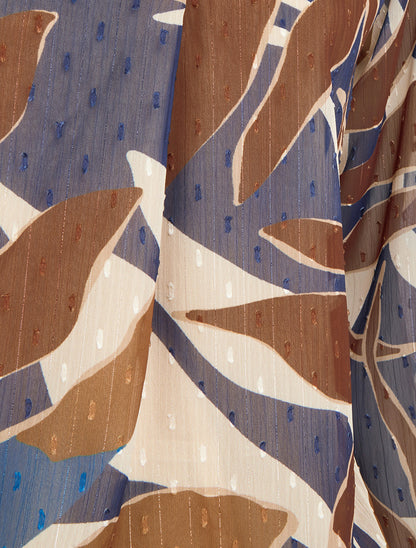 Top irisé en voile imprimé feuilles - Marine - 3