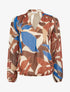 Top irisé en voile imprimé feuilles - Marron - 1