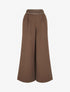 Pantalon ample uni à détail brodé - Marron - 1