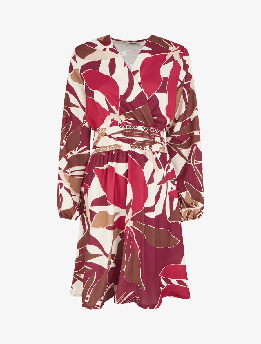 Robe imprimée à col cache-coeur - Prune - 1