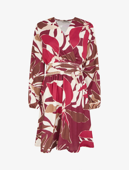 Robe imprimée à col cache-coeur - Prune - 1