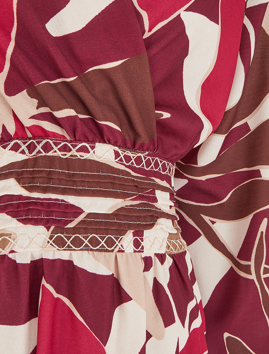 Robe imprimée à col cache-coeur - Prune - 3