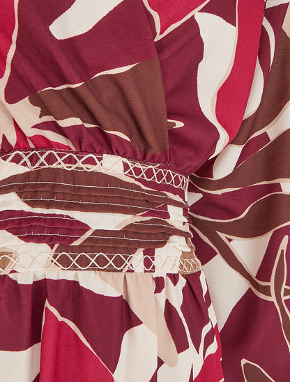 Robe imprimée à col cache-coeur - Prune - 3