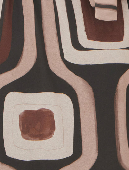 Blouse en voile imprimé rétro à nouer - Marron - 3