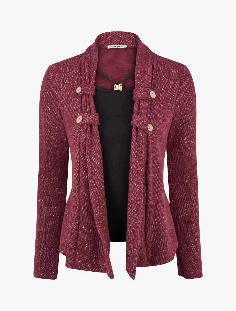 Pull effet gilet en superposition irisé - Prune - 1