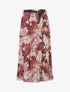 Jupe mi-longue plissée imprimé floral - Prune - 1