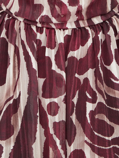Blouse en voile imprimé léopard - Prune - 3