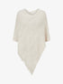 Poncho asymétrique uni à franges - Beige - 1