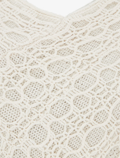 Poncho asymétrique uni à franges - Beige - 3