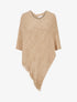 Poncho asymétrique uni à franges - Camel clair - 1
