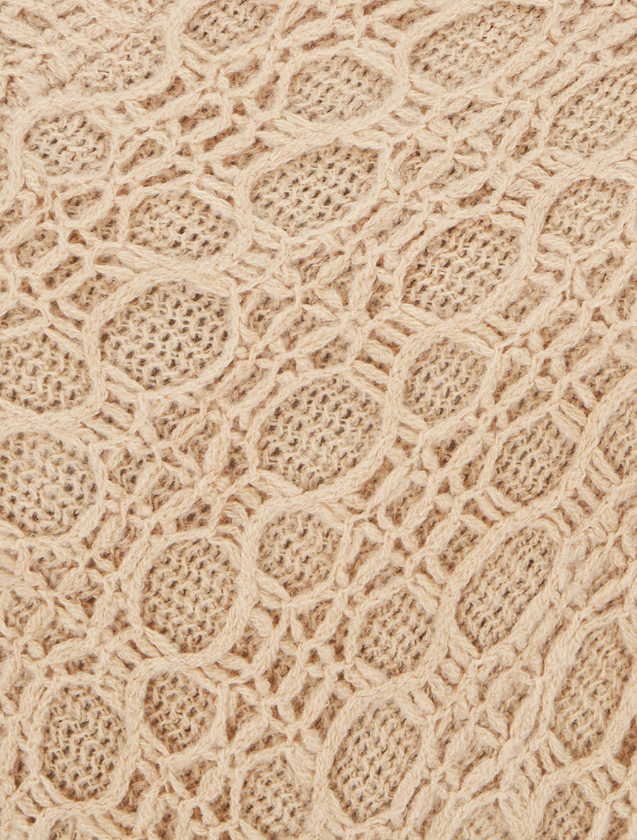 Poncho asymétrique uni à franges - Camel clair - 3