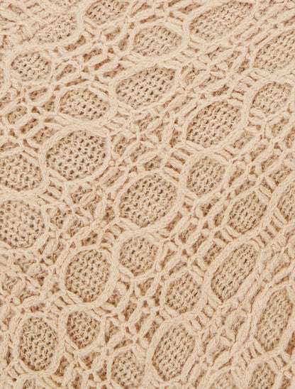 Poncho asymétrique uni à franges - Camel clair - 3