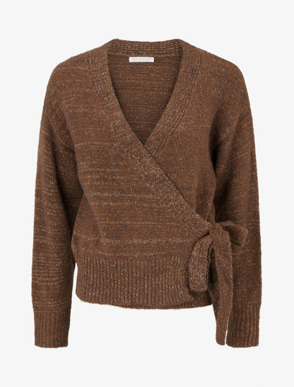 Gilet à nouer à détail irisé - Marron - 1