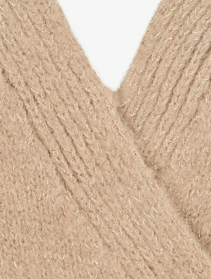 Gilet à nouer à détail irisé - Camel clair - 3