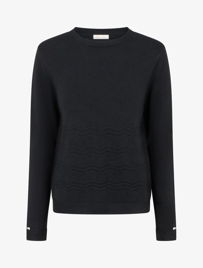 Pull à empiècement coeurs strassés aux manches - Noir - 1