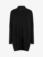 Poncho asymétrique à col montant - Noir - 1
