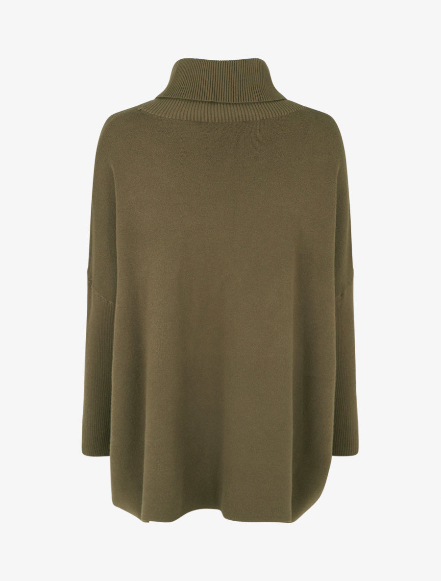 Poncho uni à col roulé - Kaki - 2